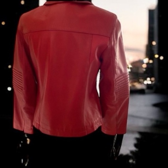 ❣️Leather Moto Jacket by Kenneth Cole ~ RARE Luxe Leather VHTF - Picture 4 of 15